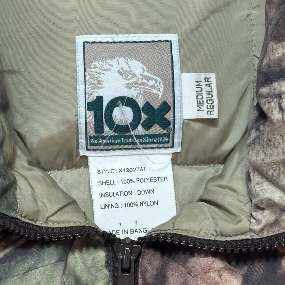 Vintage 10X Jacket Men's Medium Puffer Vest Advantage Camo Hunting Goose Down - Picture 5 of 7